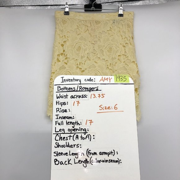 Topshop Pale Yellow Floral Lace Skirt Knee Length size 6 - Picture 15 of 16